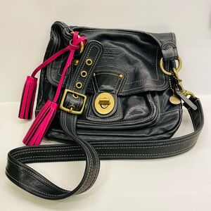 Vintage Coach Black and Pink Crossbody Bag